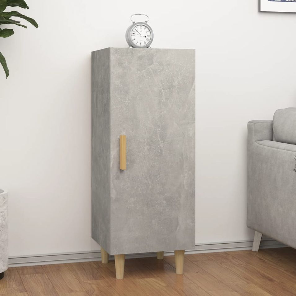 Buffet Gris béton 34,5x34x90 cm Bois d'ingénierie - Photo n°1