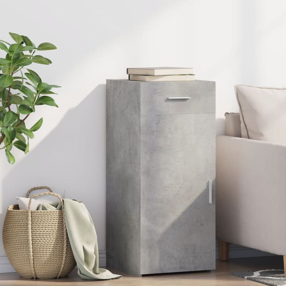 Buffet gris béton 40x42,5x93 cm bois d'ingénierie - Photo n°1