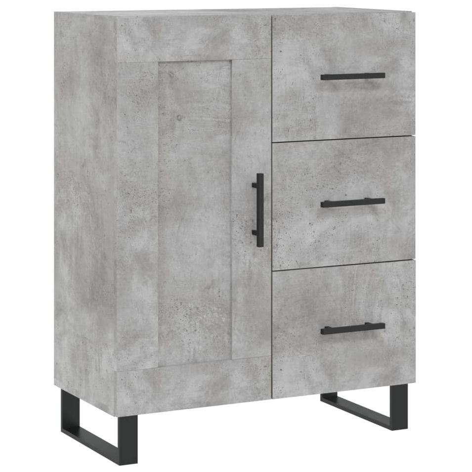 Buffet gris béton 69,5x34x90 cm bois d'ingénierie - Photo n°1