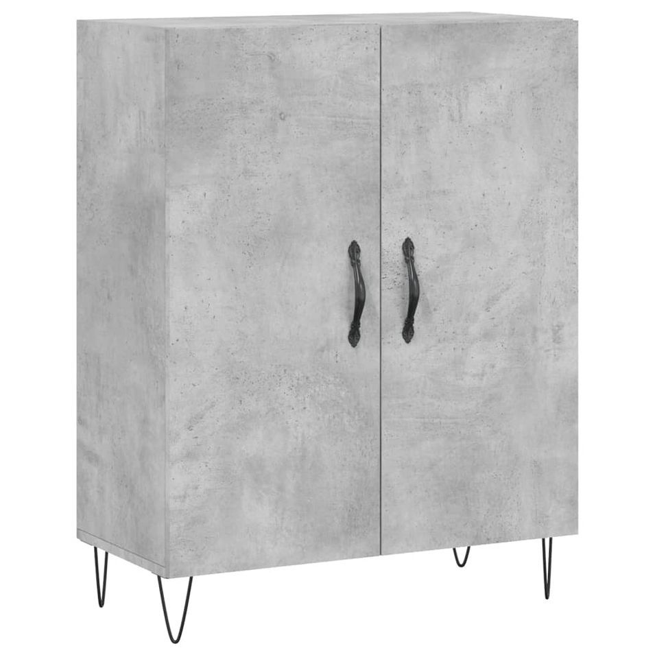 Buffet gris béton 69,5x34x90 cm bois d'ingénierie - Photo n°1