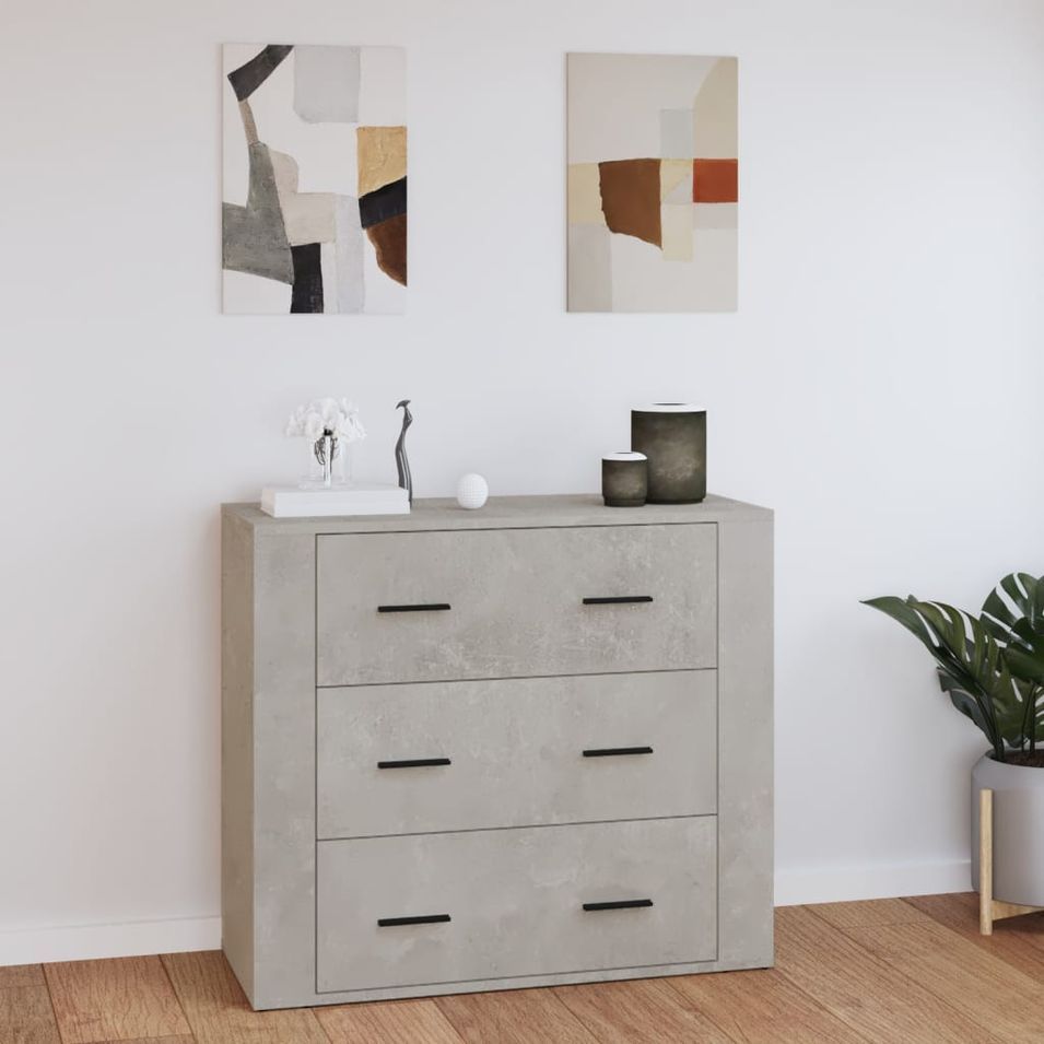 Buffet Gris béton 80x33x70 cm Bois d'ingénierie - Photo n°1