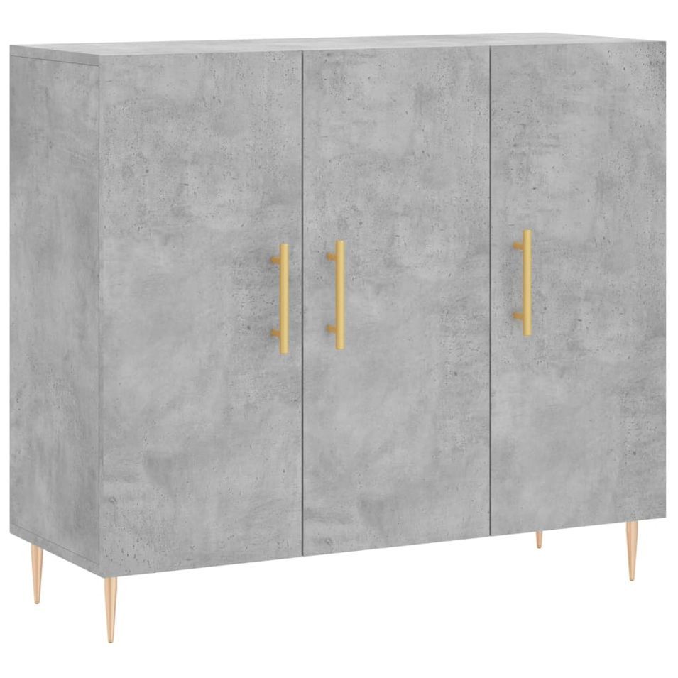 Buffet gris béton 90x34x80 cm bois d'ingénierie - Photo n°1