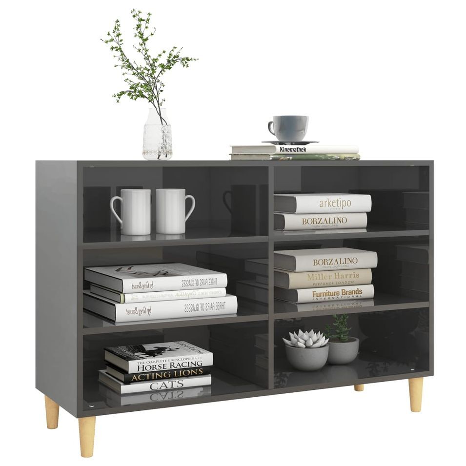 Buffet Gris brillant 103,5x35x70 cm 2 - Photo n°1