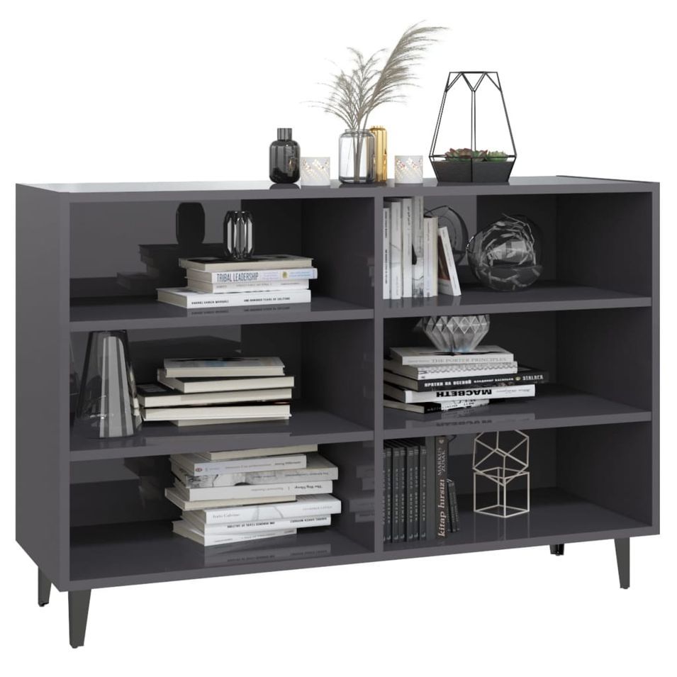 Buffet Gris brillant 103,5x35x70 cm - Photo n°1