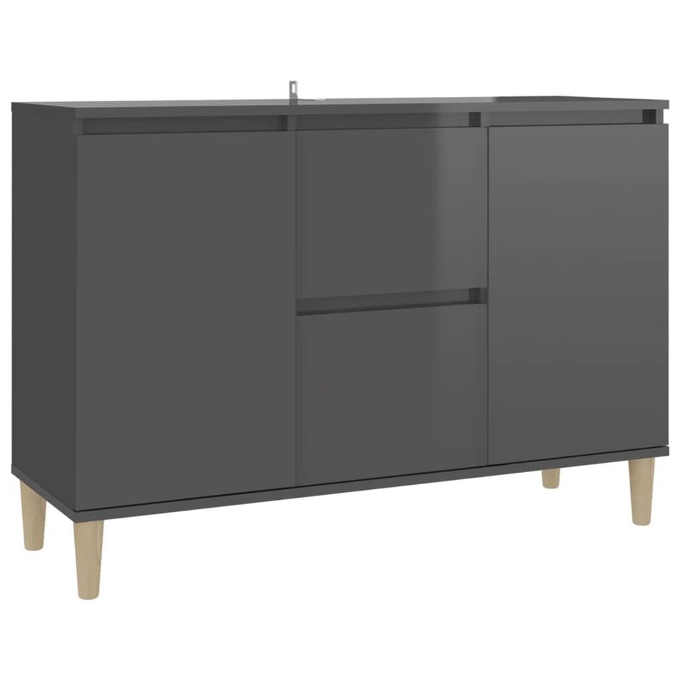 Buffet Gris brillant 103,5x35x70 cm 3 - Photo n°1