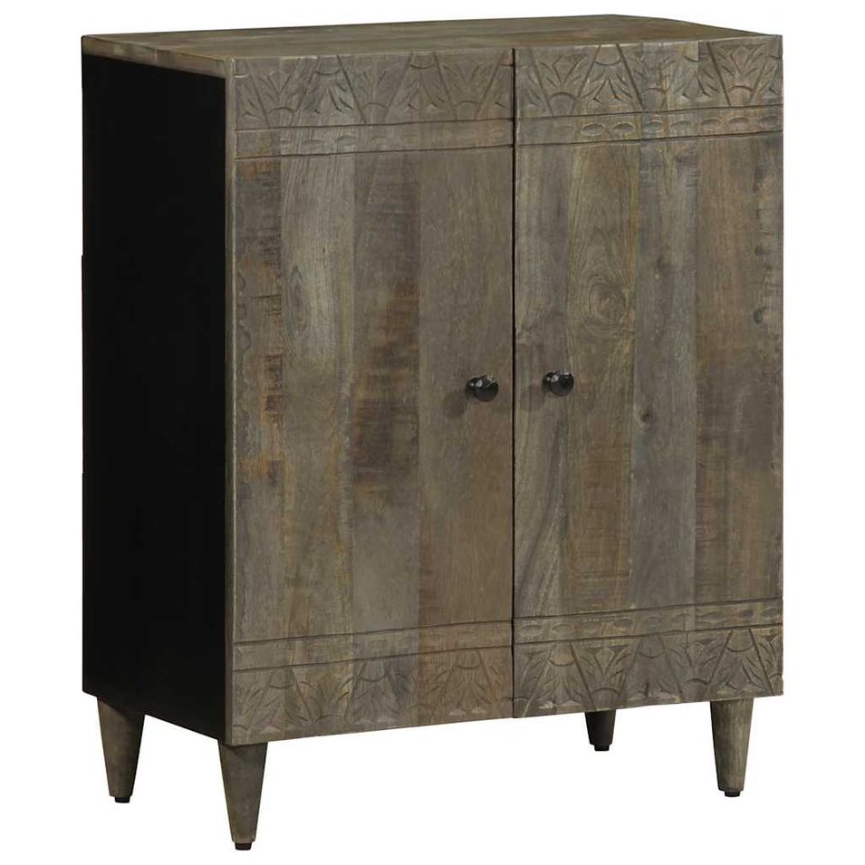 Buffet gris clair 60x33,5x75 cm bois de manguier massif - Photo n°1