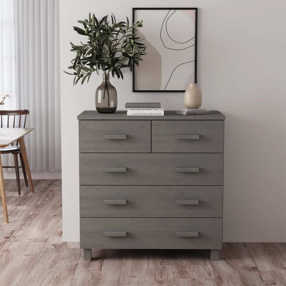 Buffet Gris clair 79x40x80 cm Bois massif de pin - Photo n°1