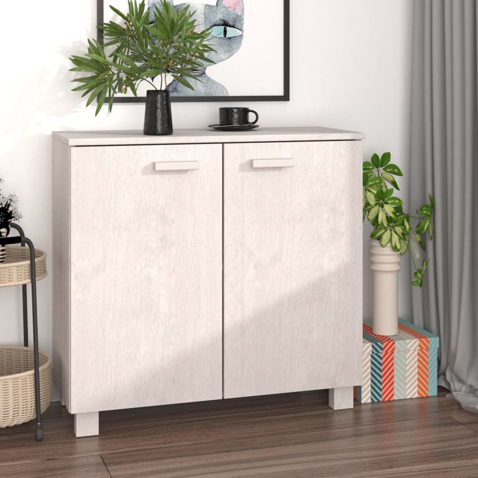 Buffet HAMAR Blanc 85x35x80 cm Bois massif de pin - Photo n°1