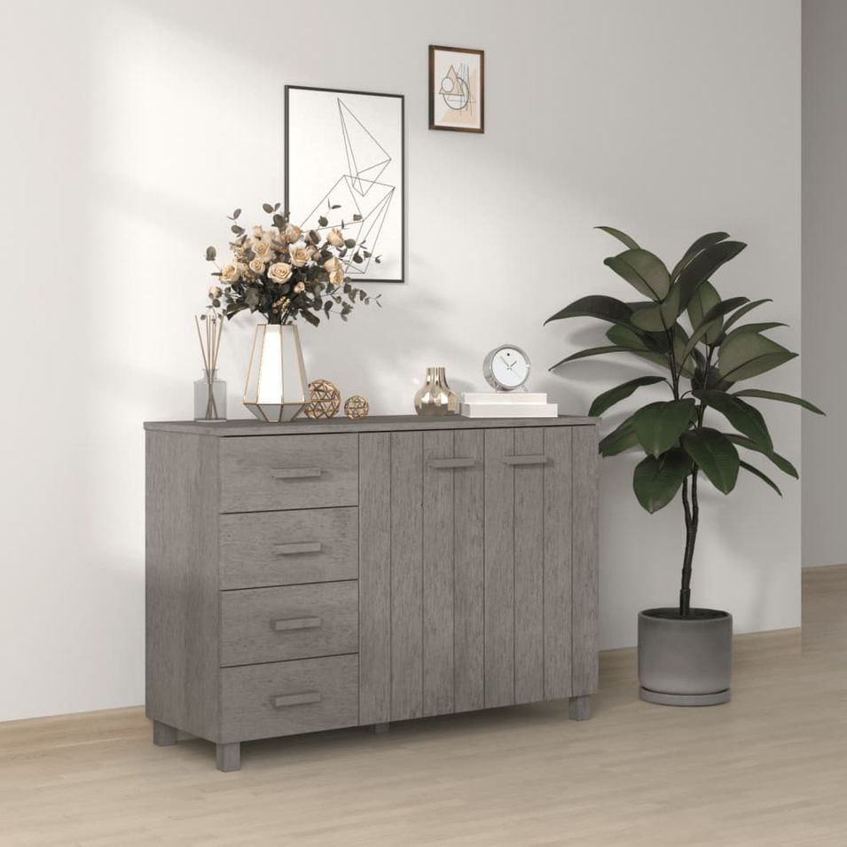 Buffet HAMAR Gris clair 113x40x80 cm Bois massif de pin - Photo n°1