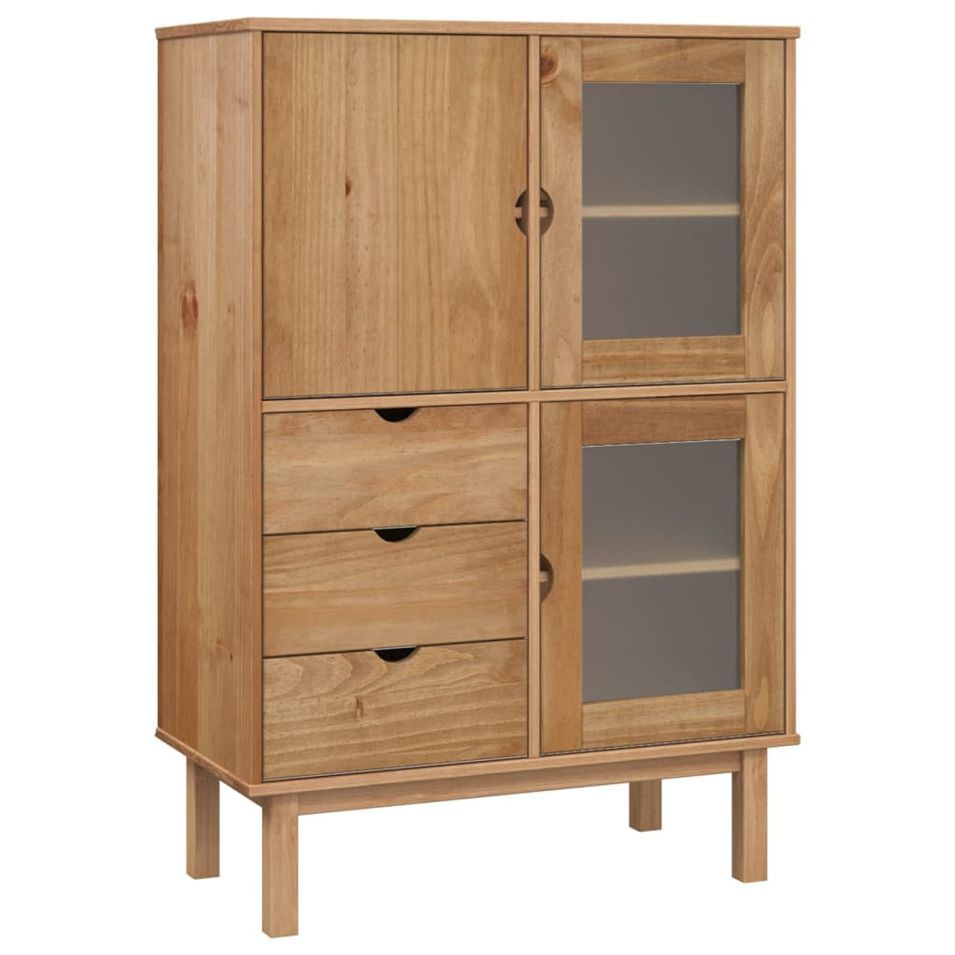 Buffet haut 85x43x125 cm bois massif de pin - Photo n°1
