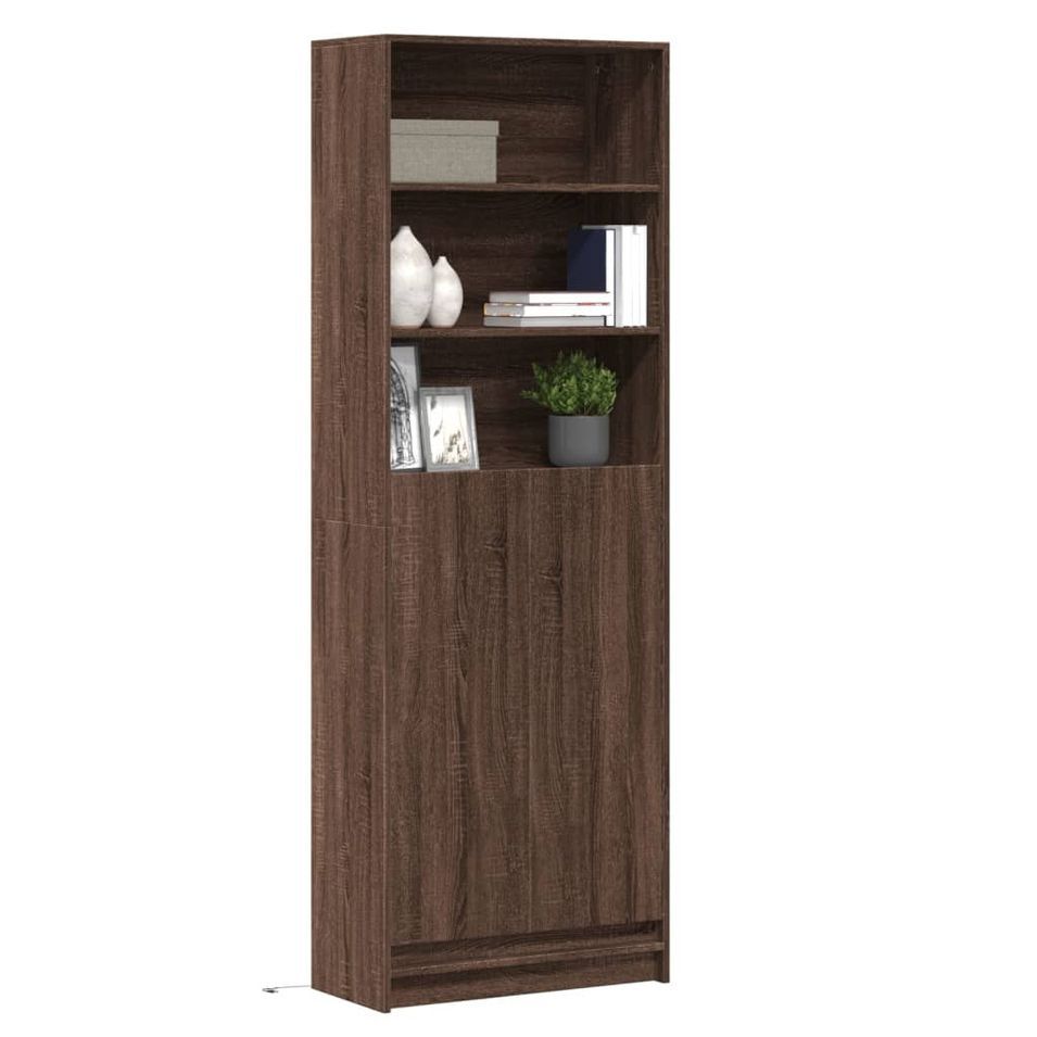 Buffet haut avec LED chêne marron 69x32,5x200cm bois ingénierie - Photo n°1