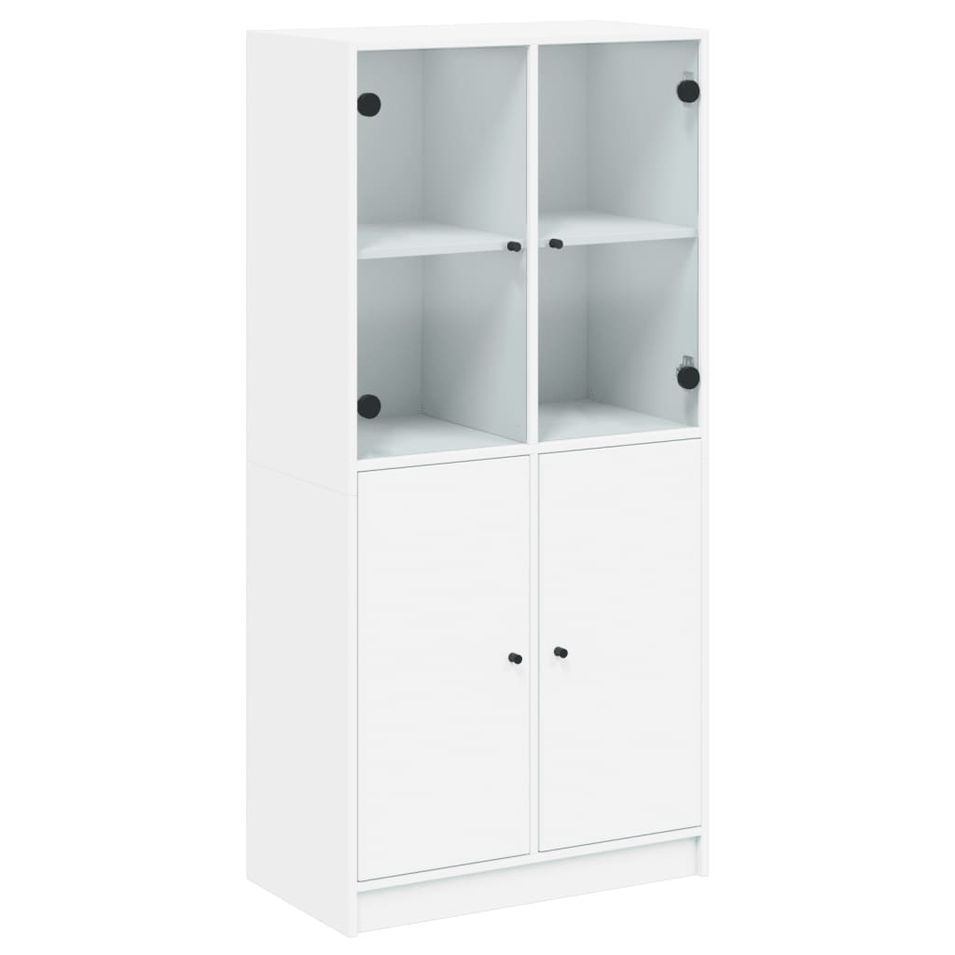 Buffet haut avec portes blanc 68x37x142 cm bois d'ingénierie - Photo n°1