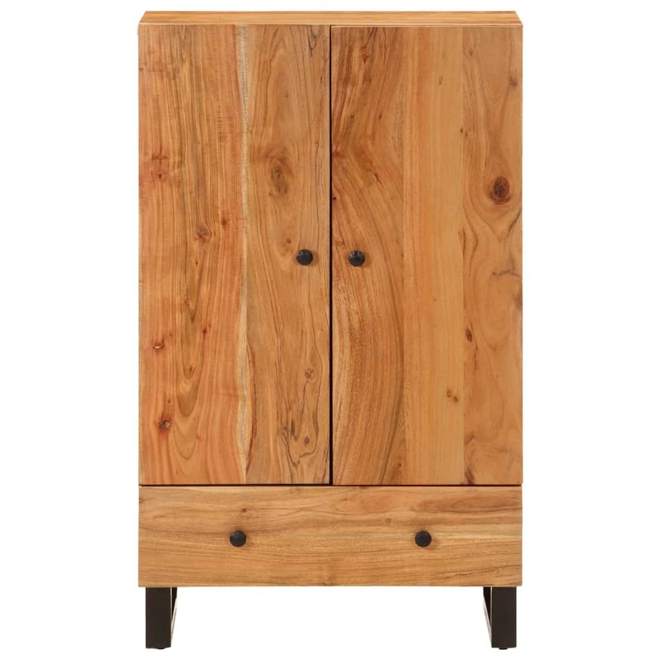 Buffet haut avec tiroir 60x33x100cm bois massif d'acacia et fer - Photo n°1