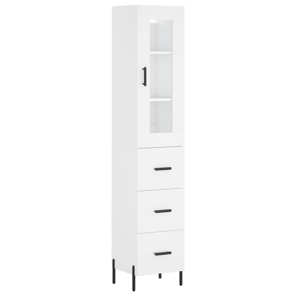 Buffet haut Blanc 34,5x34x180 cm Bois d'ingénierie - Photo n°1