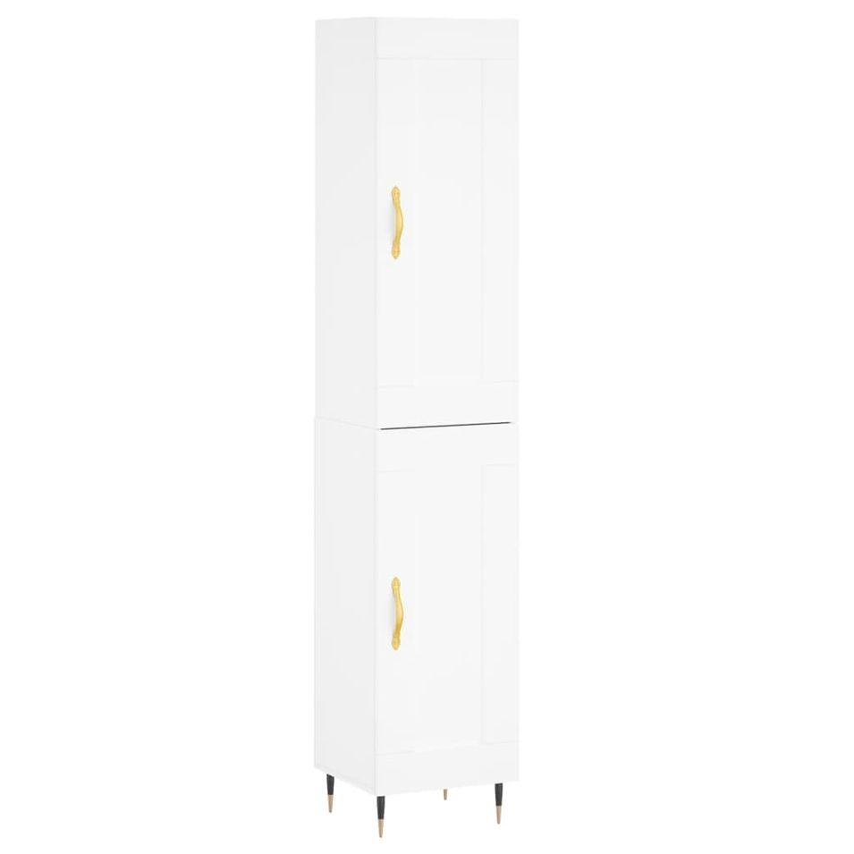 Buffet haut Blanc 34,5x34x180 cm Bois d'ingénierie - Photo n°1