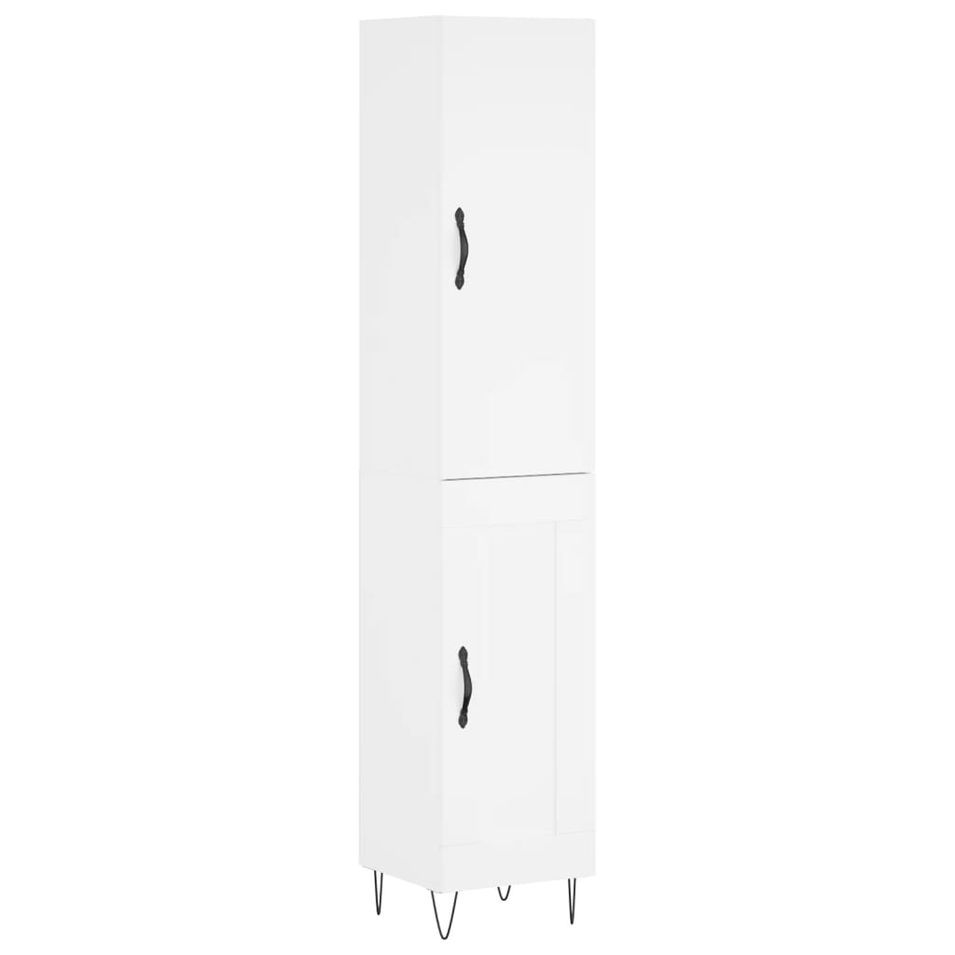 Buffet haut Blanc 34,5x34x180 cm Bois d'ingénierie - Photo n°1