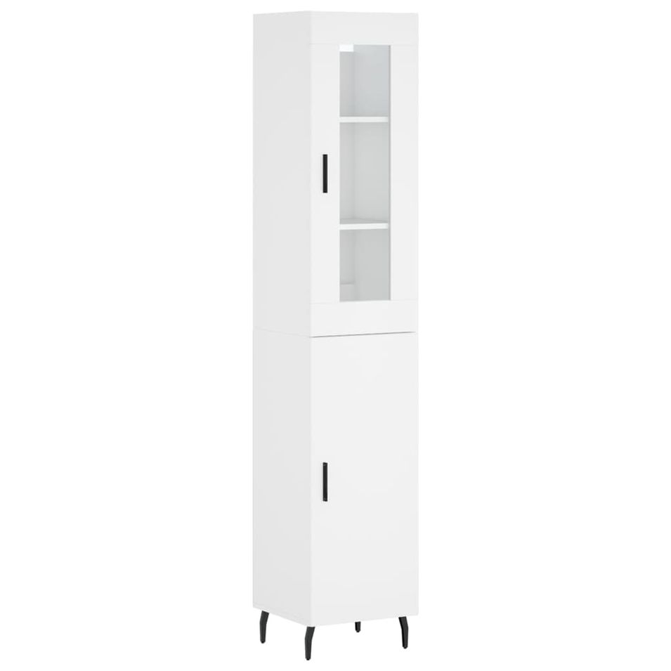 Buffet haut Blanc 34,5x34x180 cm Bois d'ingénierie - Photo n°1