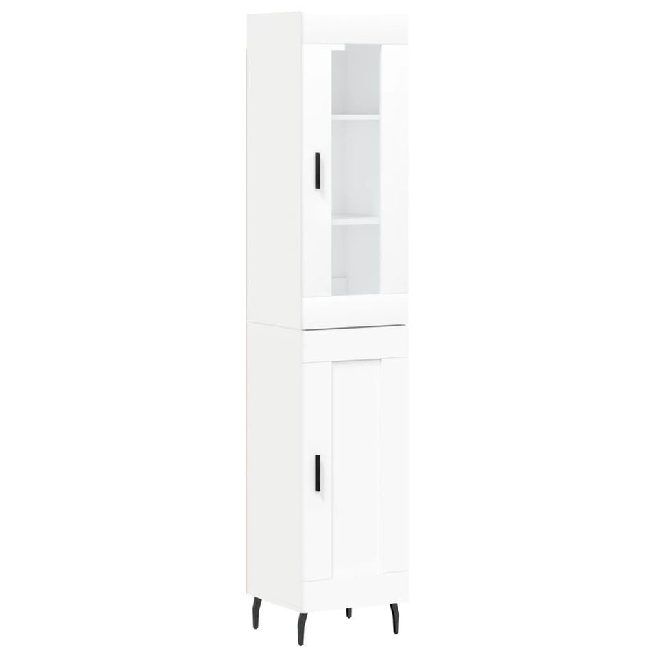 Buffet haut Blanc 34,5x34x180 cm Bois d'ingénierie - Photo n°1