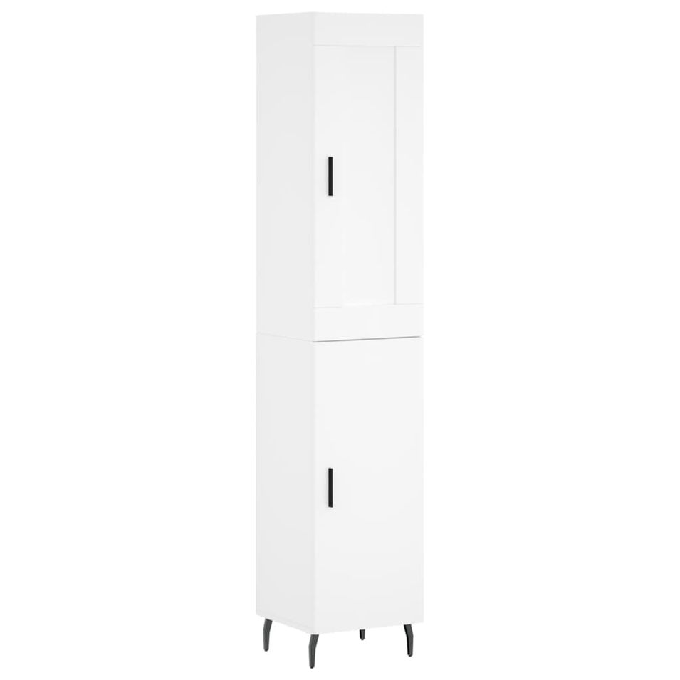 Buffet haut Blanc 34,5x34x180 cm Bois d'ingénierie - Photo n°1