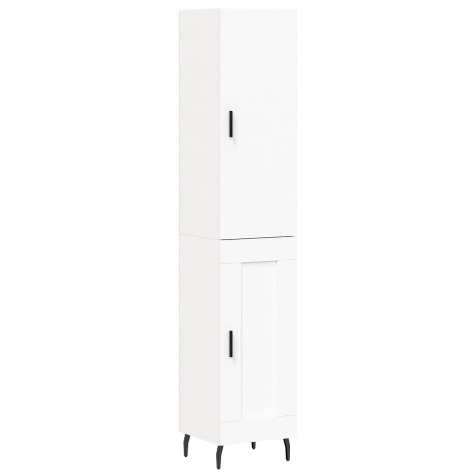 Buffet haut Blanc 34,5x34x180 cm Bois d'ingénierie - Photo n°1
