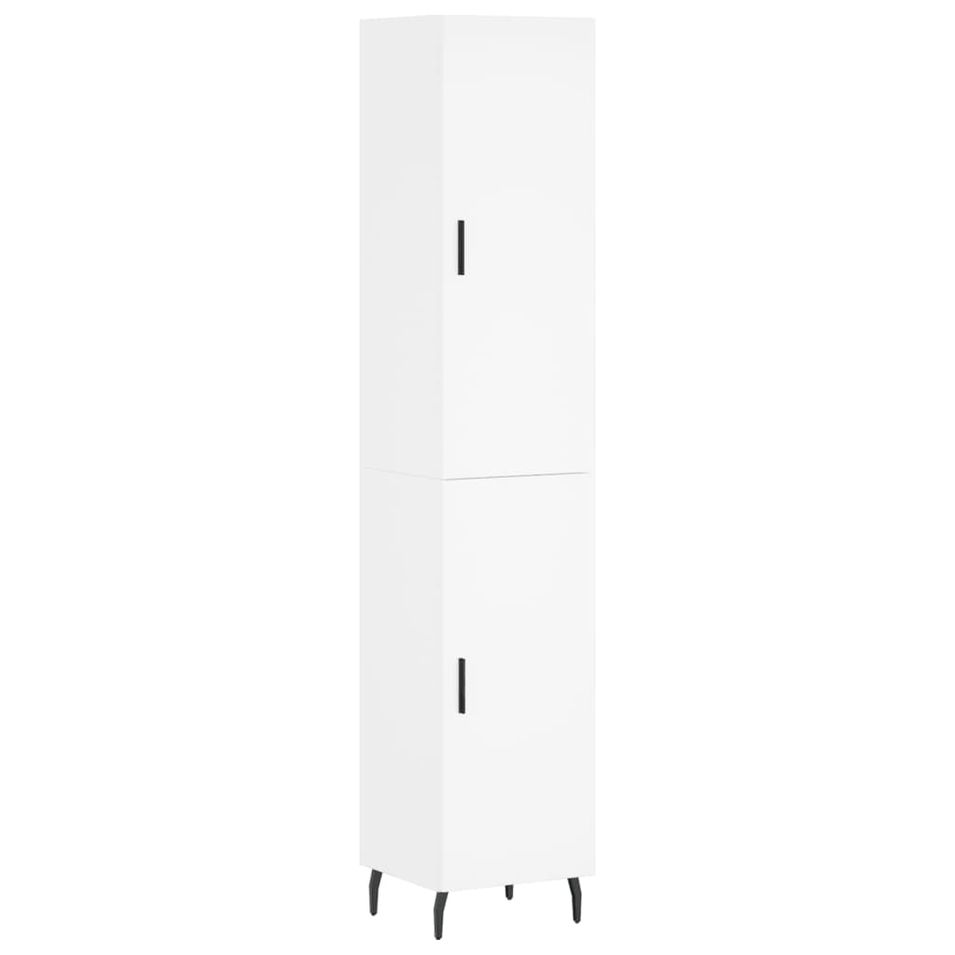 Buffet haut Blanc 34,5x34x180 cm Bois d'ingénierie - Photo n°1
