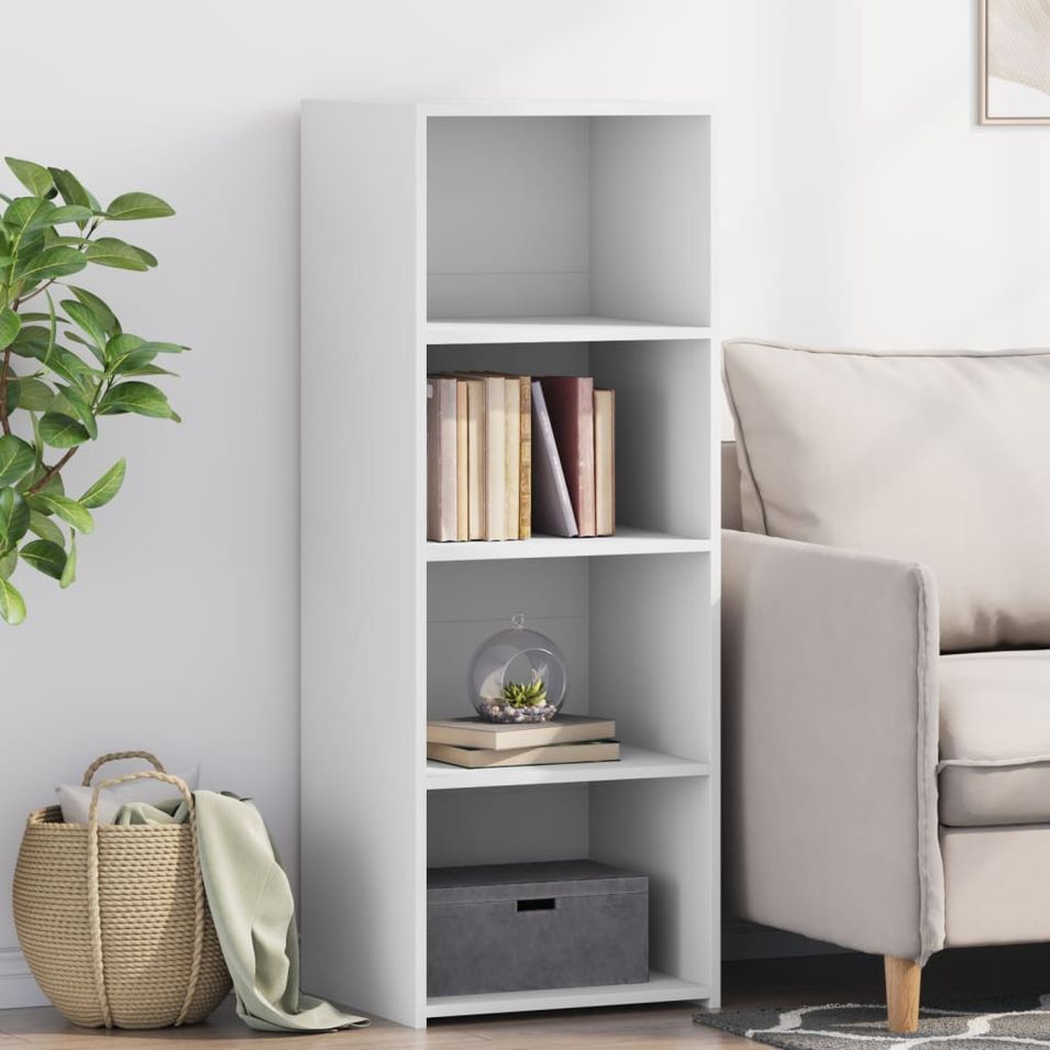 Buffet haut blanc 45x41x124 cm bois d'ingénierie - Photo n°1