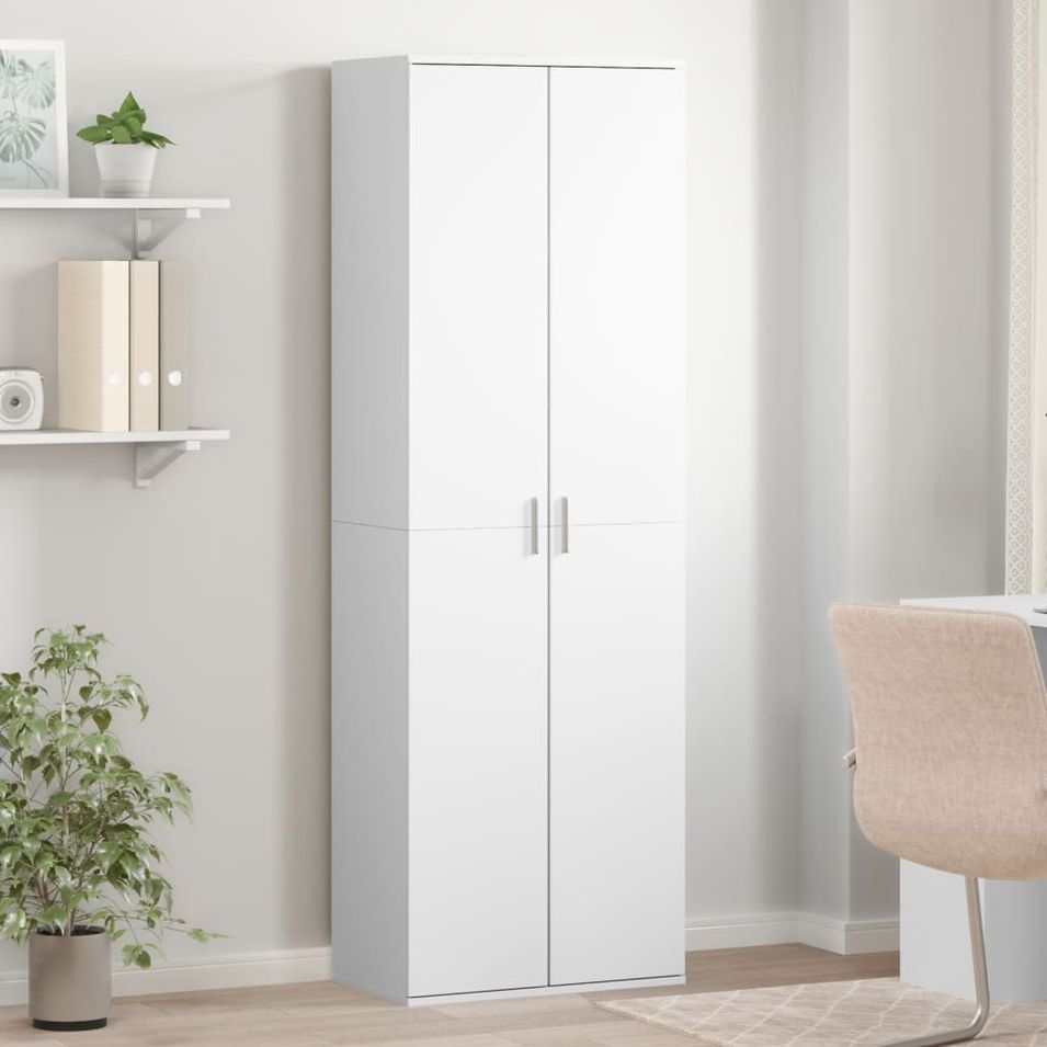 Buffet haut blanc 60x35x180 cm bois d’ingénierie - Photo n°1