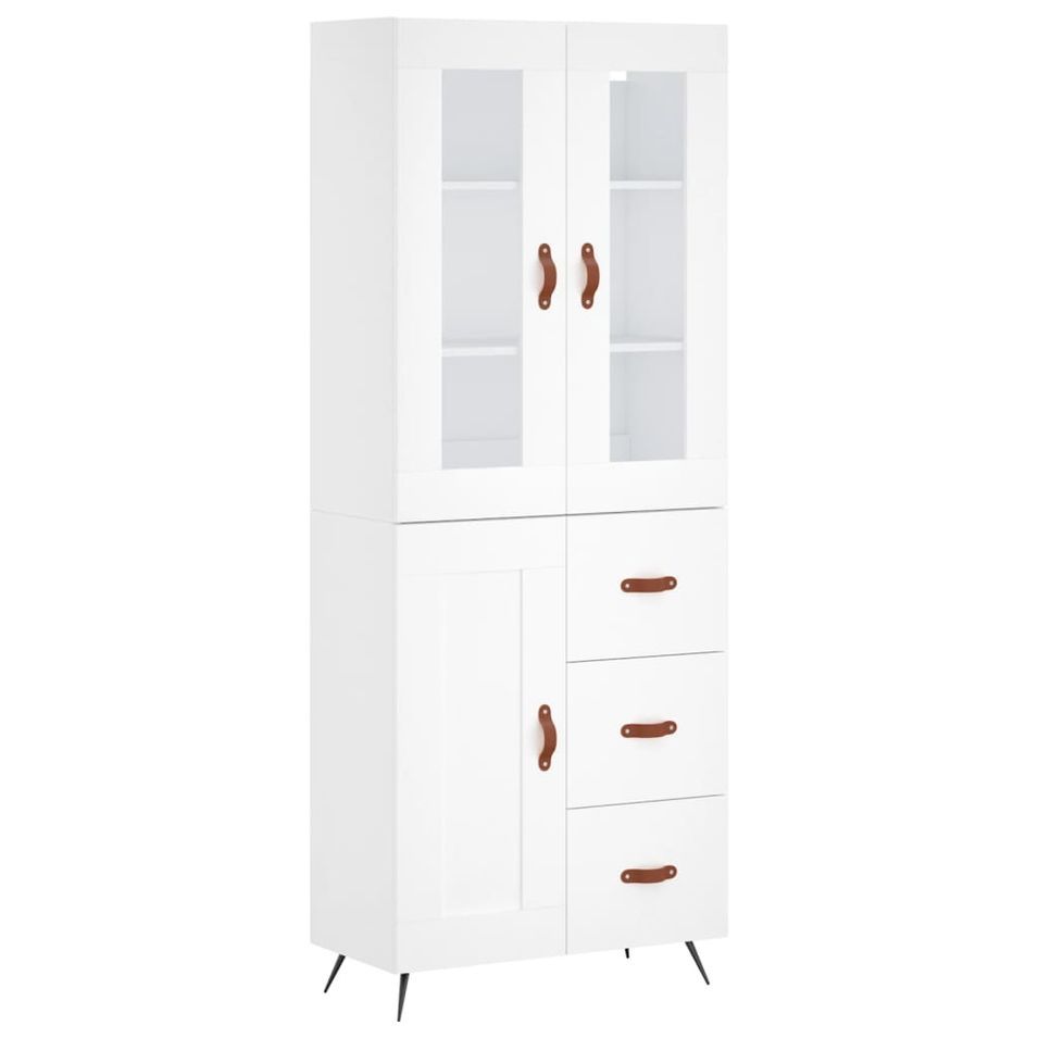 Buffet haut Blanc 69,5x34x180 cm Bois d'ingénierie - Photo n°1
