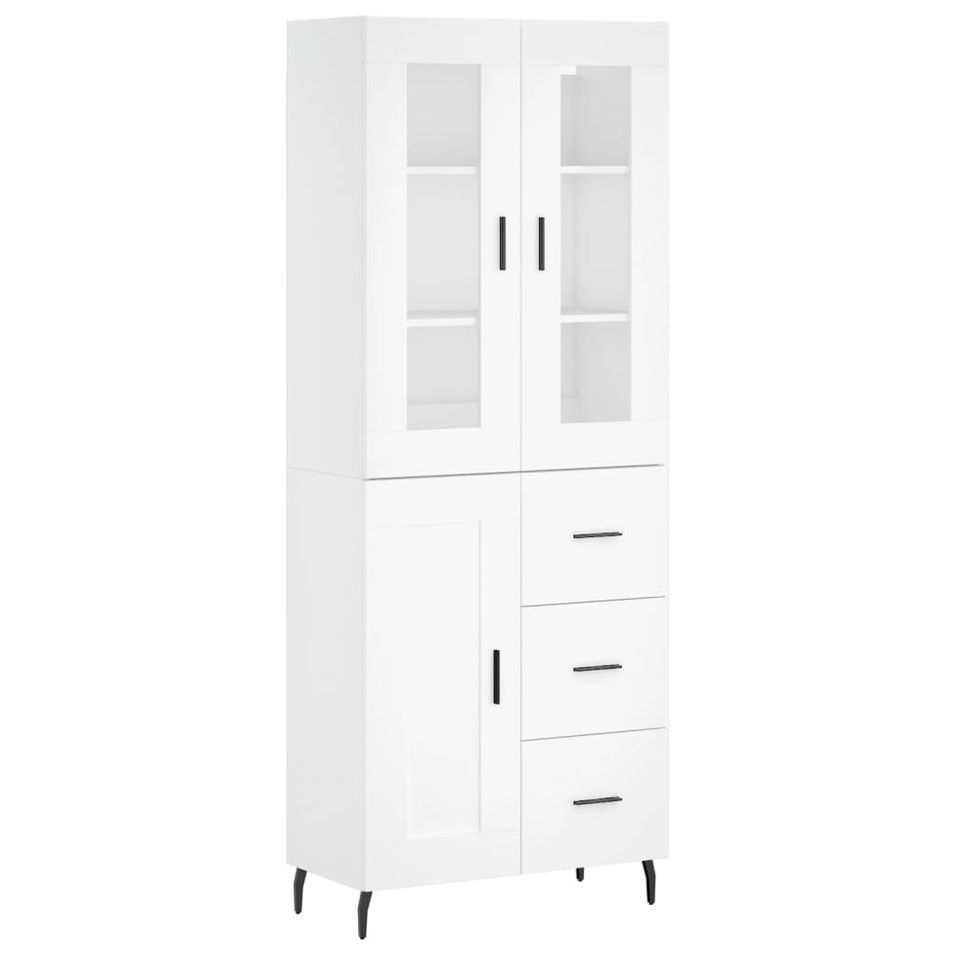 Buffet haut Blanc 69,5x34x180 cm Bois d'ingénierie - Photo n°1