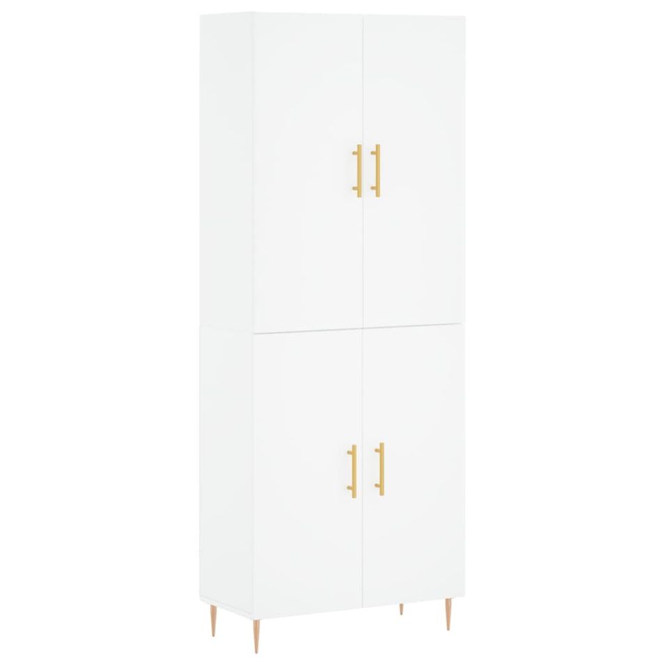 Buffet haut Blanc 69,5x34x180 cm Bois d'ingénierie - Photo n°1
