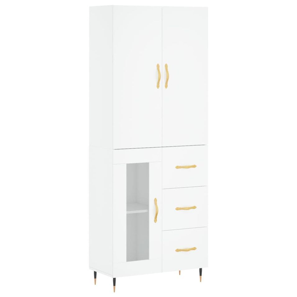 Buffet haut Blanc 69,5x34x180 cm Bois d'ingénierie - Photo n°1