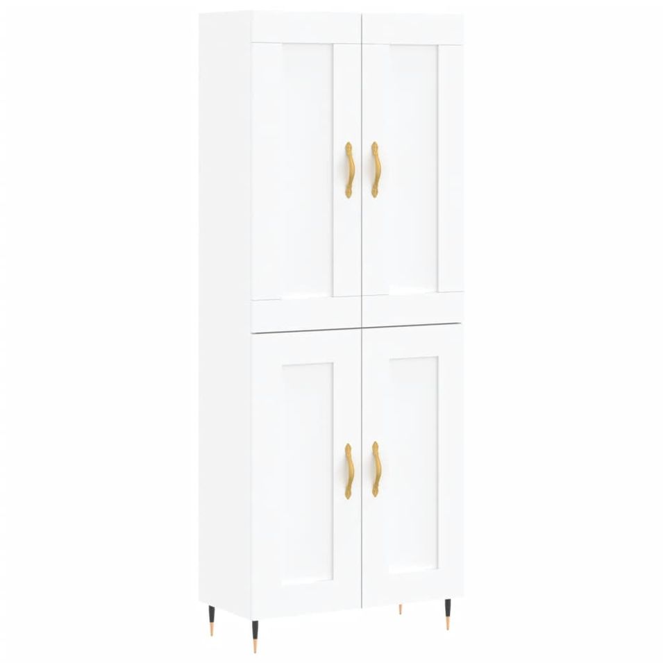 Buffet haut Blanc 69,5x34x180 cm Bois d'ingénierie - Photo n°1