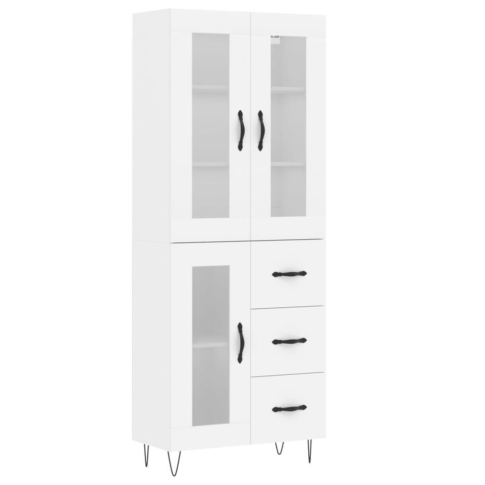 Buffet haut Blanc 69,5x34x180 cm Bois d'ingénierie - Photo n°1