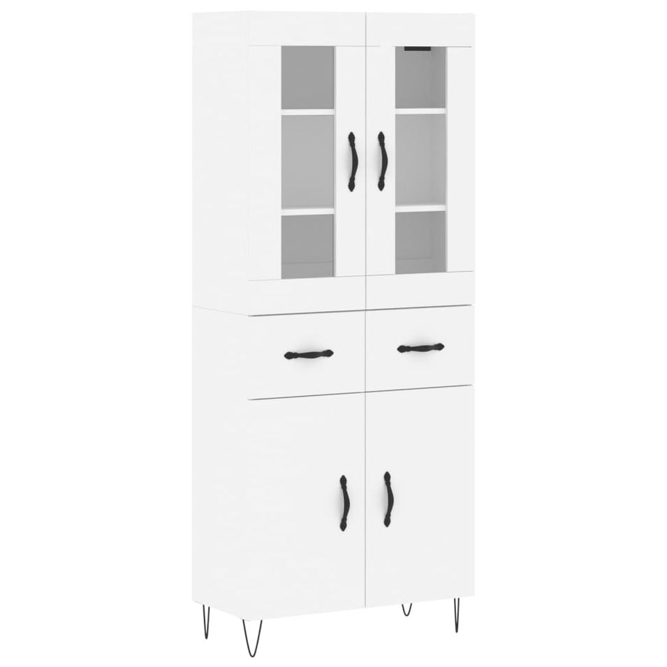 Buffet haut Blanc 69,5x34x180 cm Bois d'ingénierie - Photo n°1
