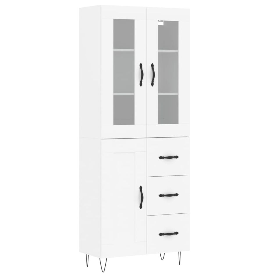Buffet haut Blanc 69,5x34x180 cm Bois d'ingénierie - Photo n°1