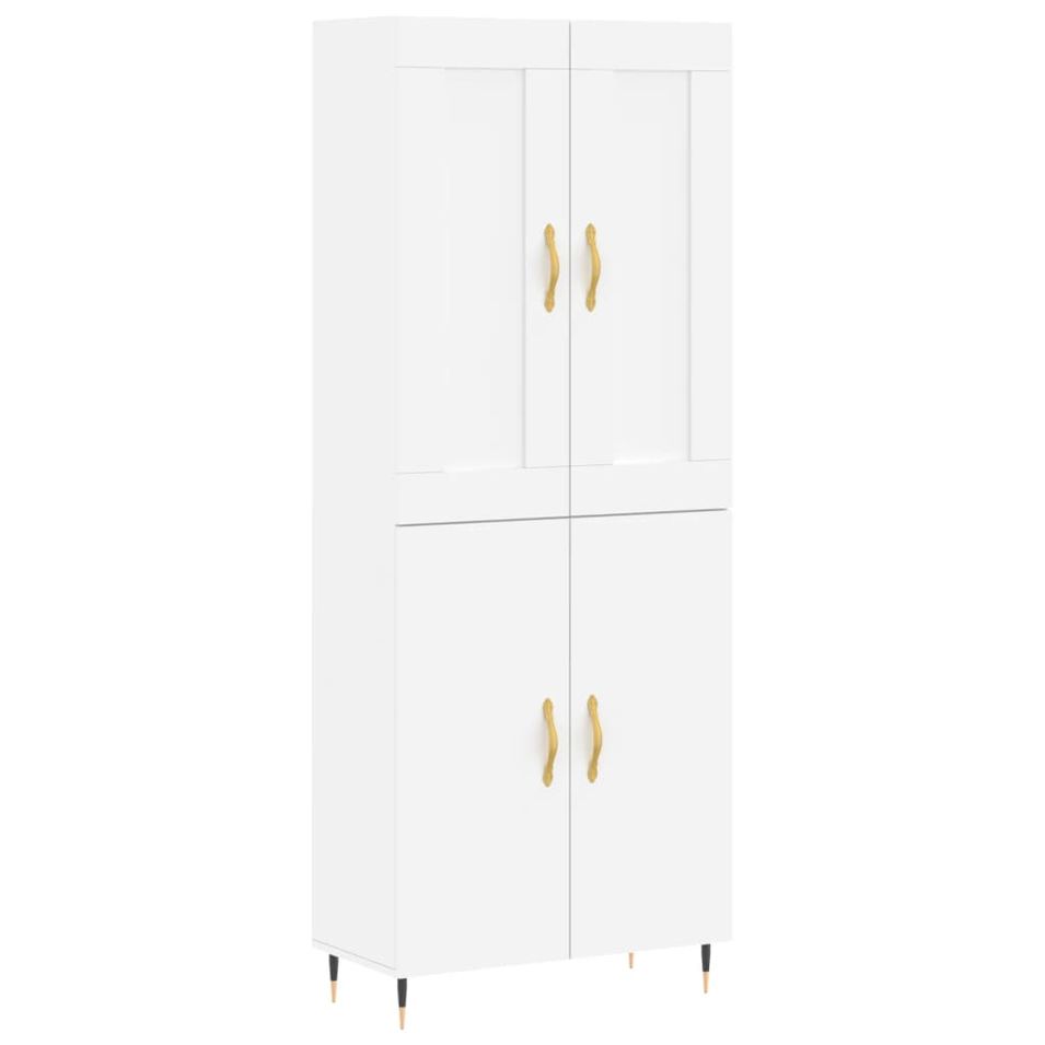 Buffet haut Blanc 69,5x34x180 cm Bois d'ingénierie - Photo n°1