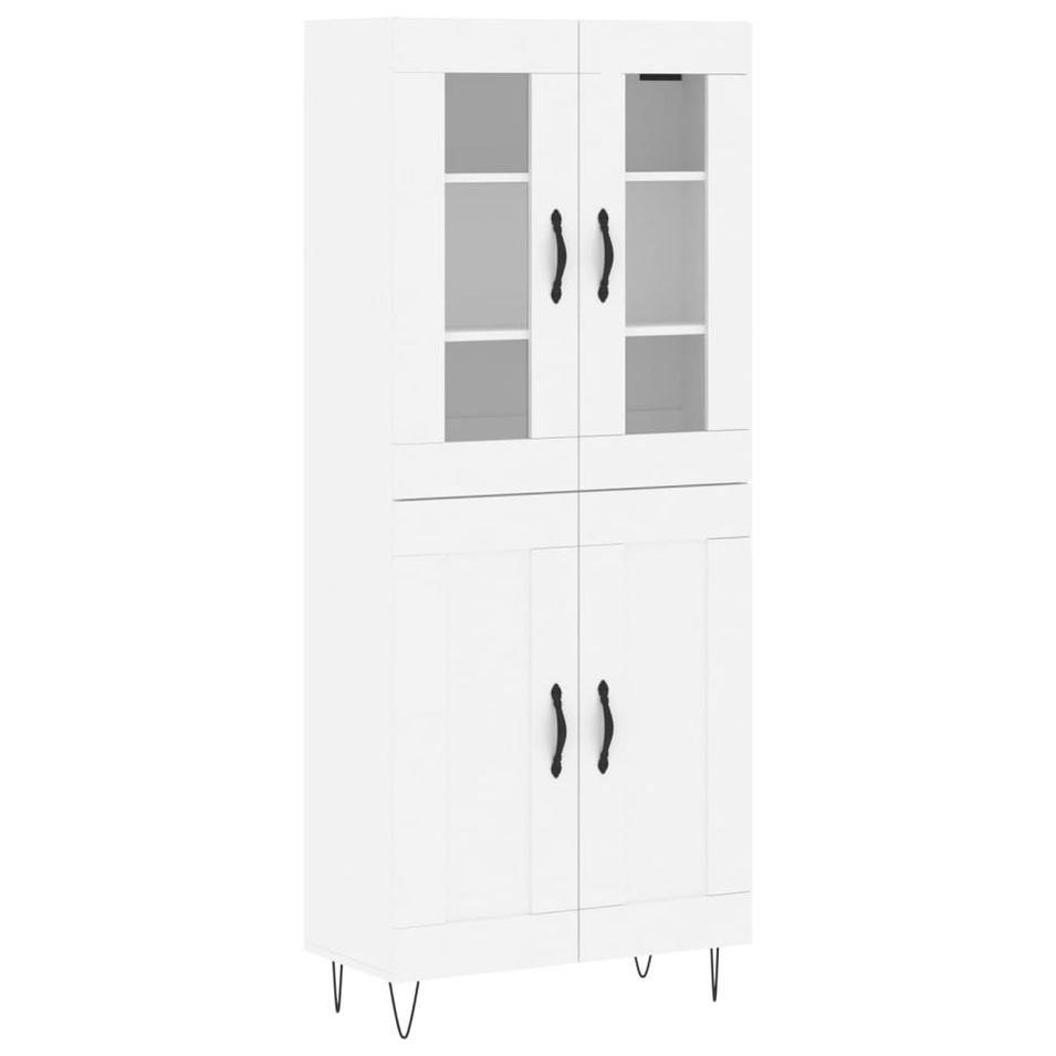 Buffet haut Blanc 69,5x34x180 cm Bois d'ingénierie - Photo n°1