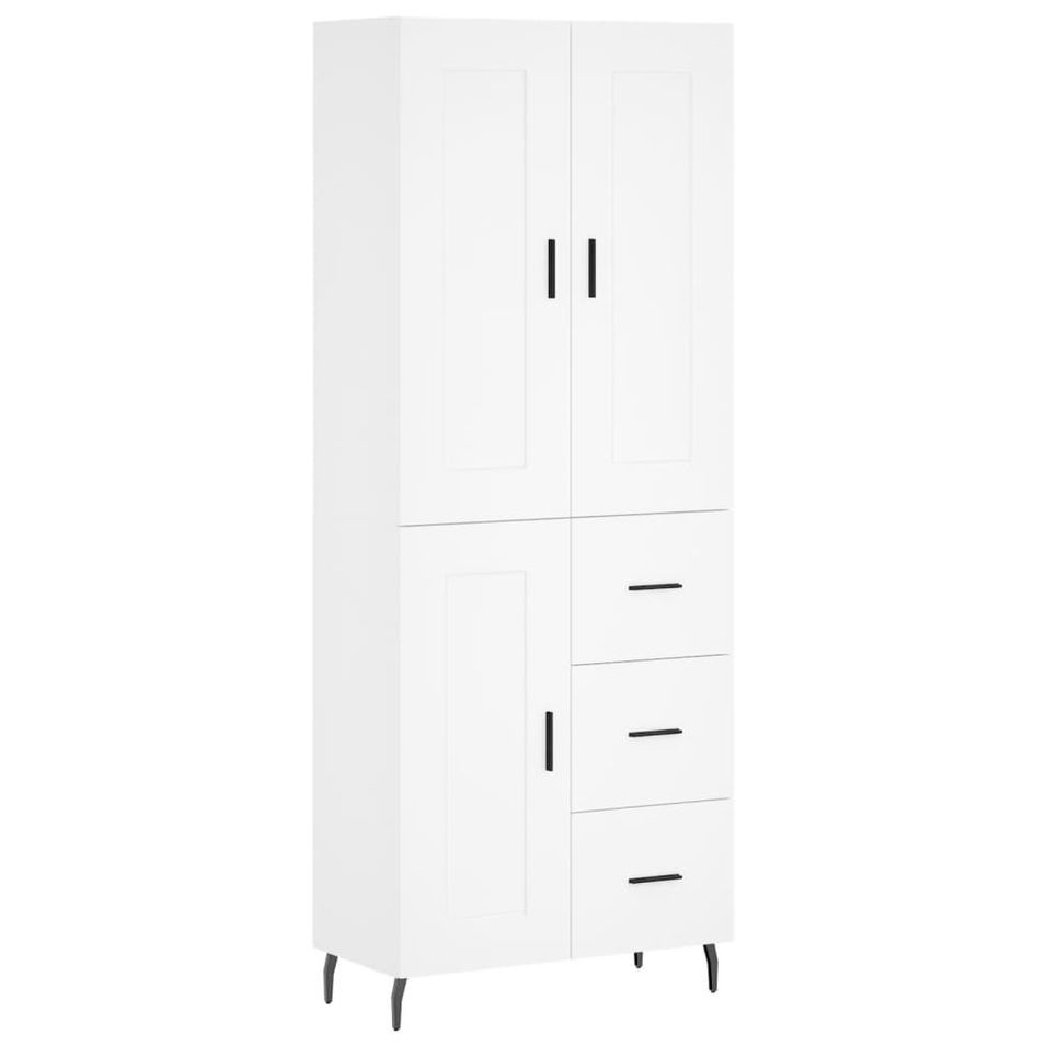 Buffet haut Blanc 69,5x34x180 cm Bois d'ingénierie - Photo n°1