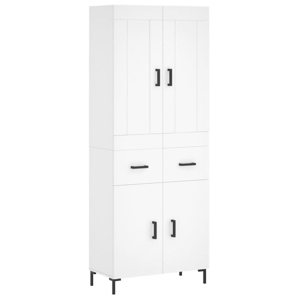 Buffet haut Blanc 69,5x34x180 cm Bois d'ingénierie - Photo n°1