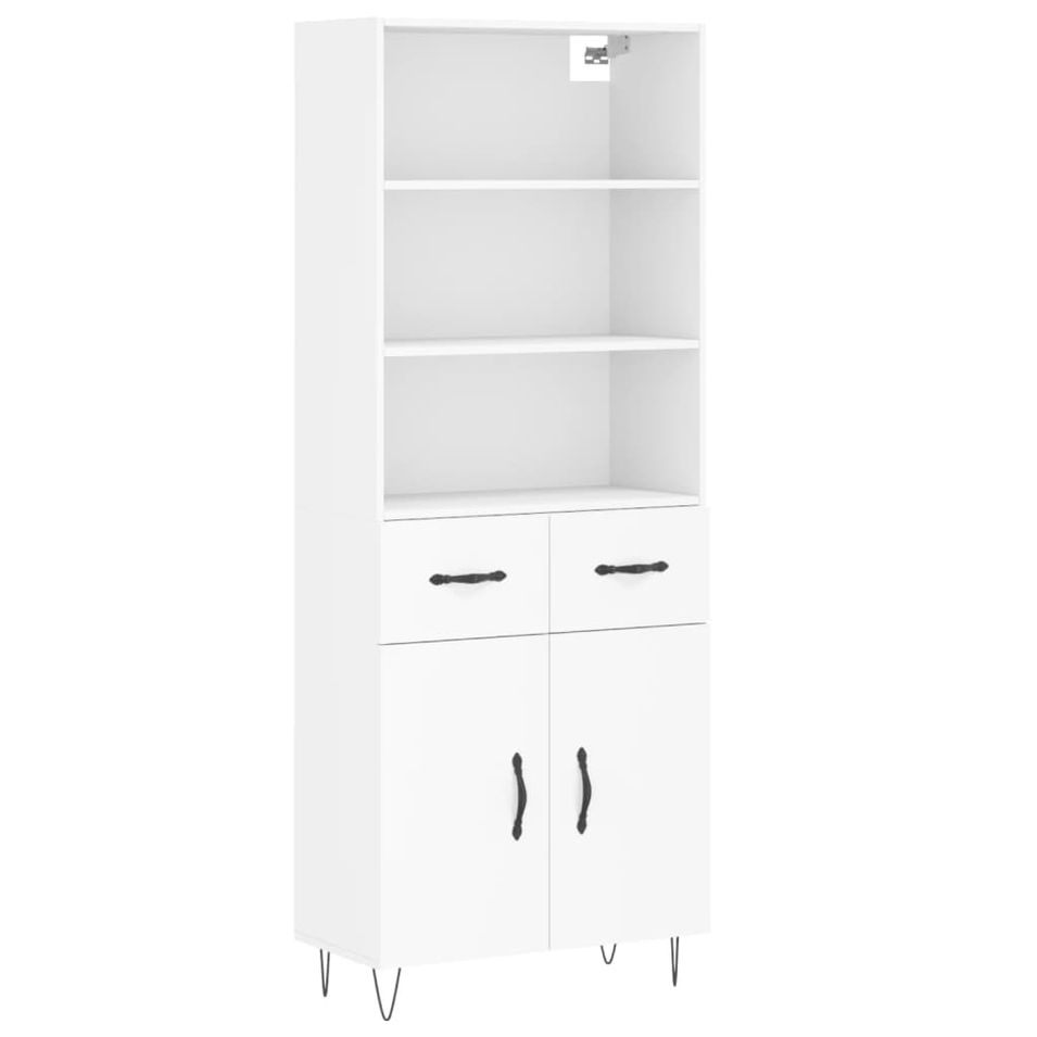 Buffet haut Blanc 69,5x34x180 cm Bois d'ingénierie - Photo n°1