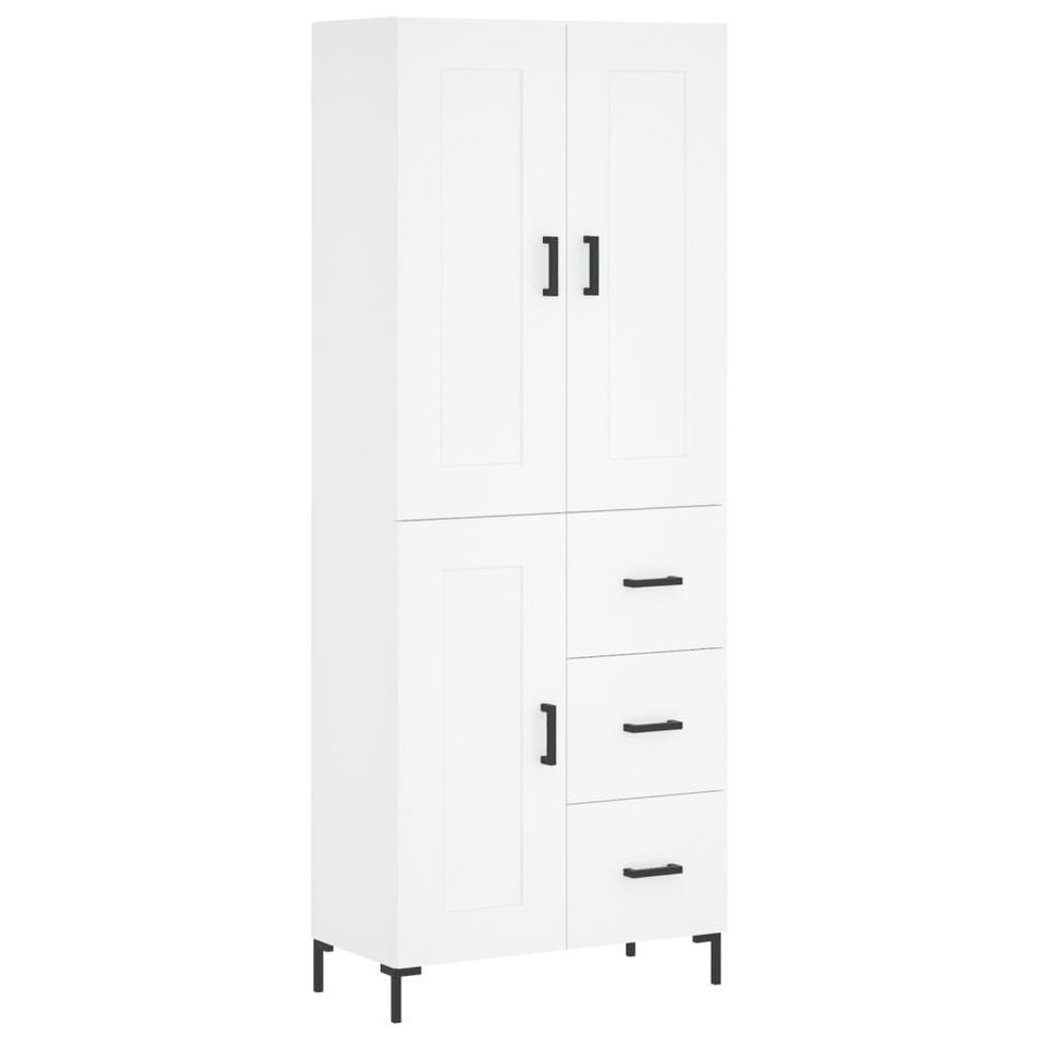 Buffet haut Blanc 69,5x34x180 cm Bois d'ingénierie - Photo n°1