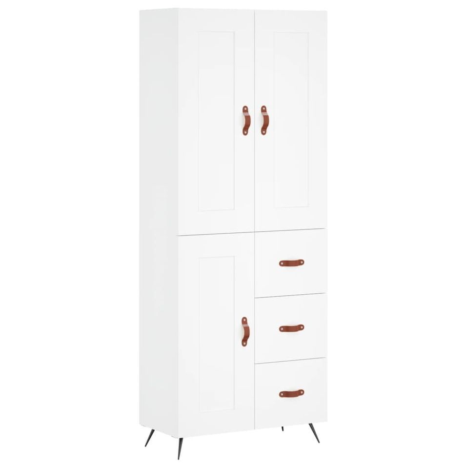 Buffet haut Blanc 69,5x34x180 cm Bois d'ingénierie - Photo n°1