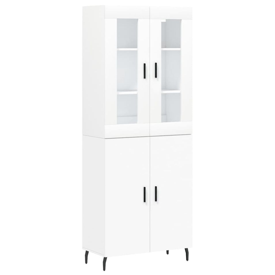 Buffet haut Blanc 69,5x34x180 cm Bois d'ingénierie - Photo n°1