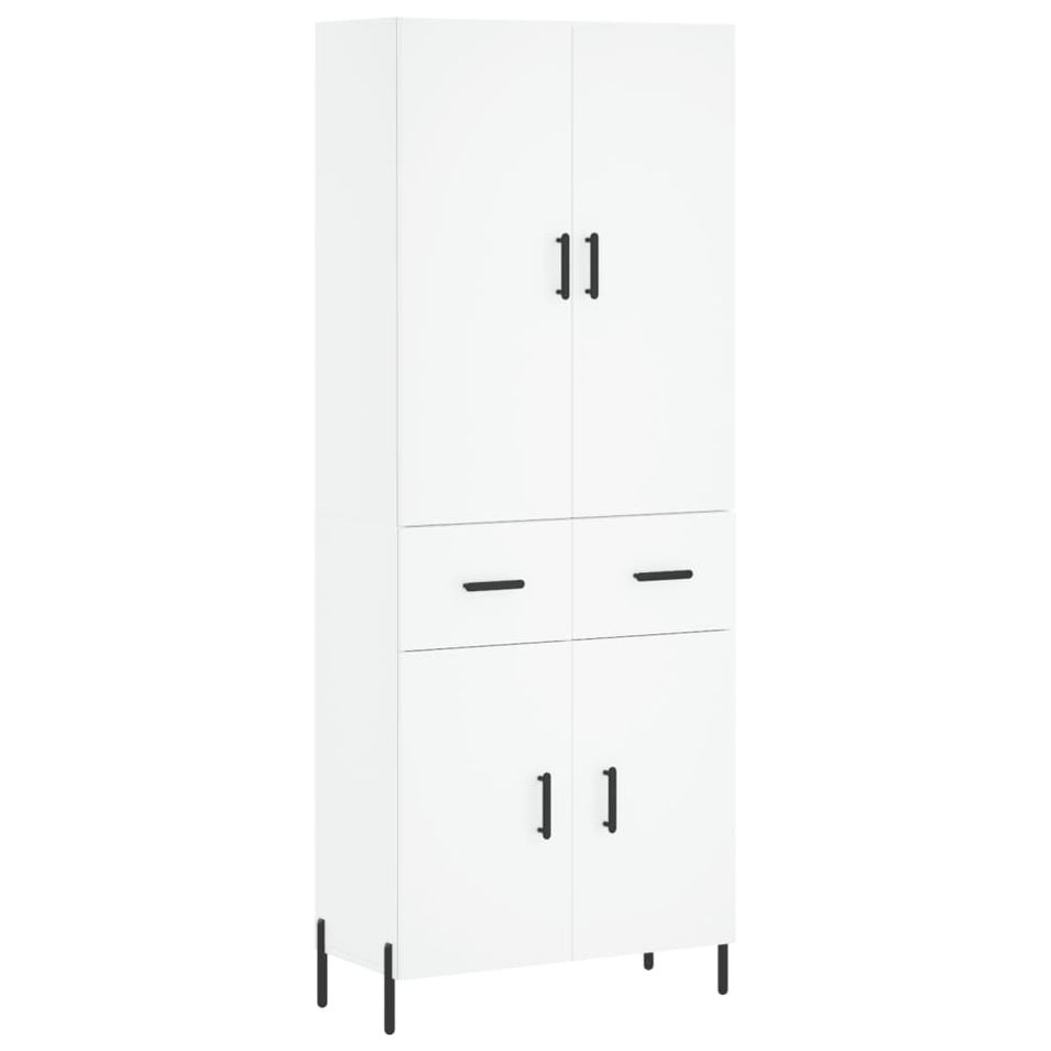 Buffet haut Blanc 69,5x34x180 cm Bois d'ingénierie - Photo n°1