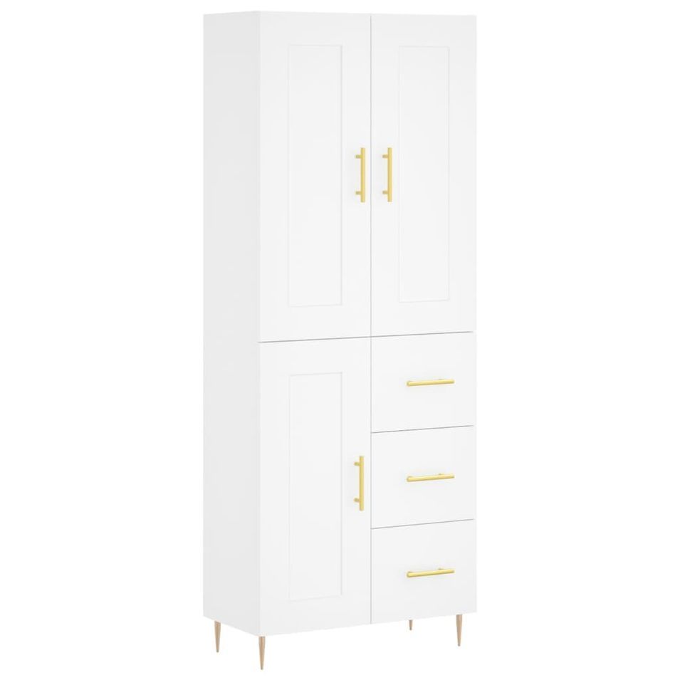 Buffet haut Blanc 69,5x34x180 cm Bois d'ingénierie - Photo n°1