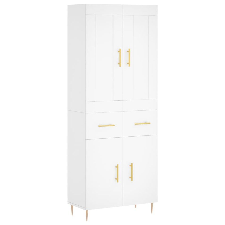 Buffet haut Blanc 69,5x34x180 cm Bois d'ingénierie - Photo n°1