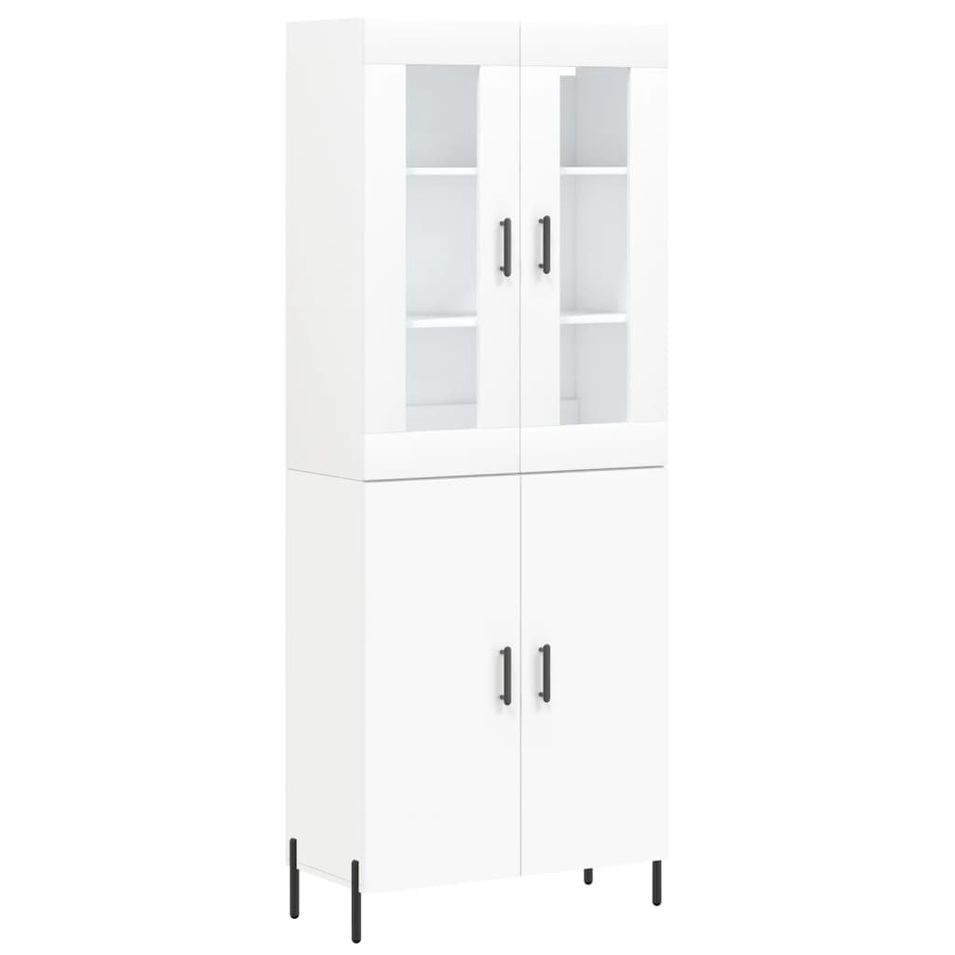 Buffet haut Blanc 69,5x34x180 cm Bois d'ingénierie - Photo n°1