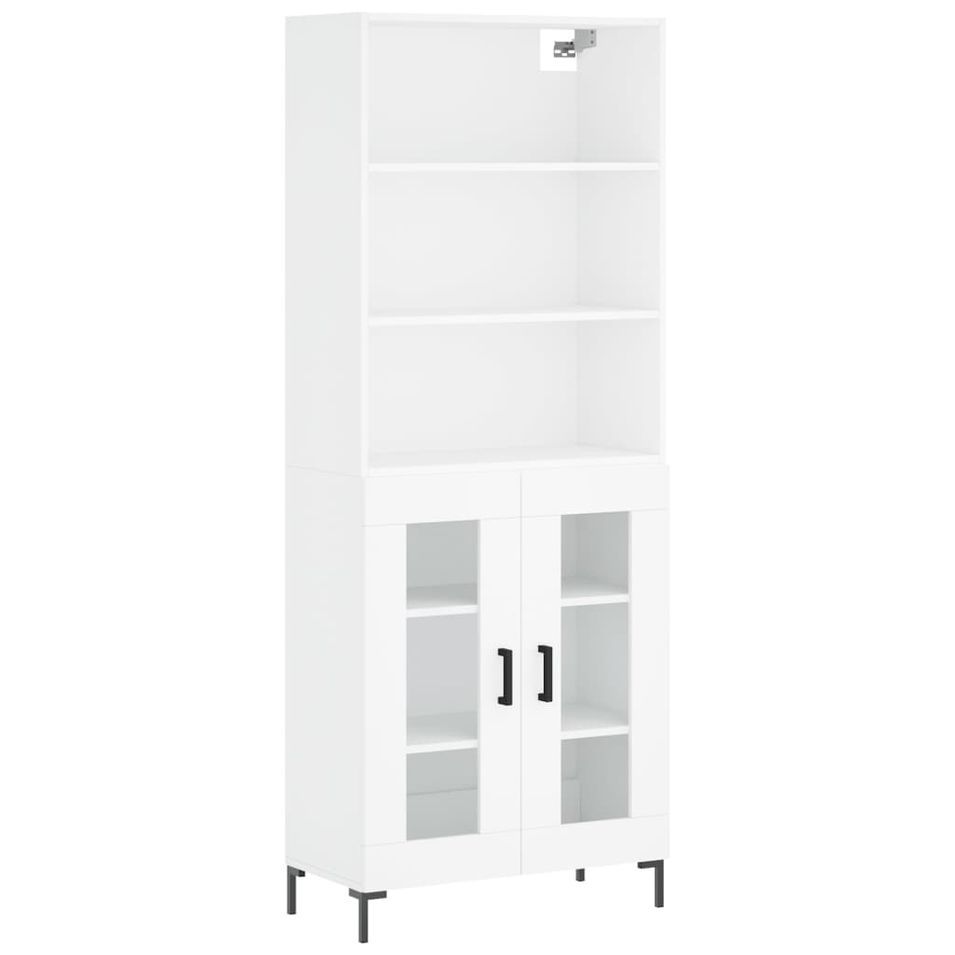 Buffet haut Blanc 69,5x34x180 cm Bois d'ingénierie - Photo n°1