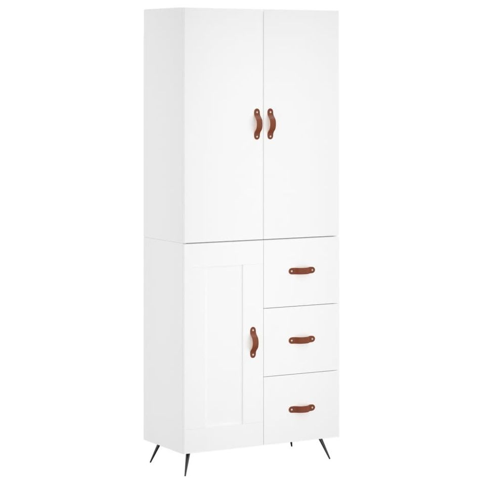 Buffet haut Blanc 69,5x34x180 cm Bois d'ingénierie - Photo n°1