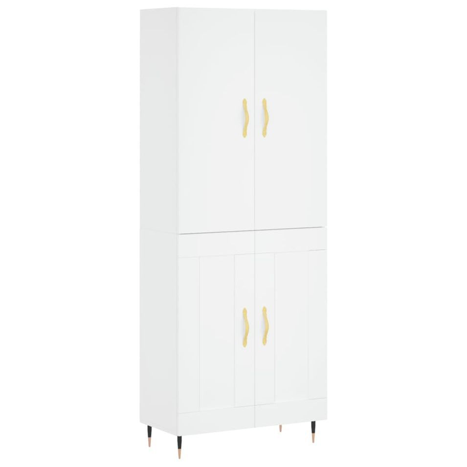 Buffet haut Blanc 69,5x34x180 cm Bois d'ingénierie - Photo n°1
